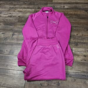 Under Armour track suit M fleece jacket and capri pants pink Pre-owned 2257